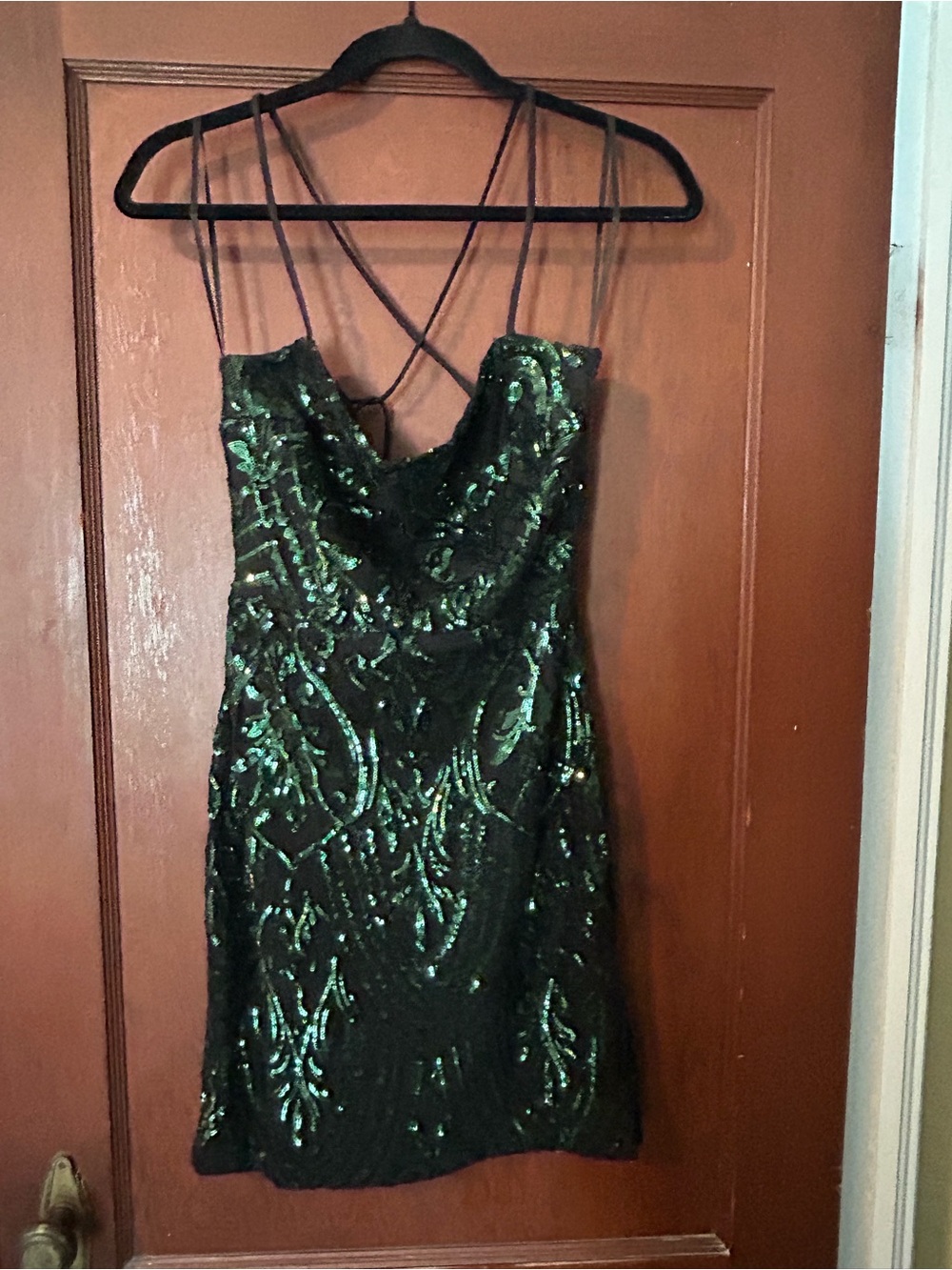Windsor Emerald Sequin Strappy Mini Dress